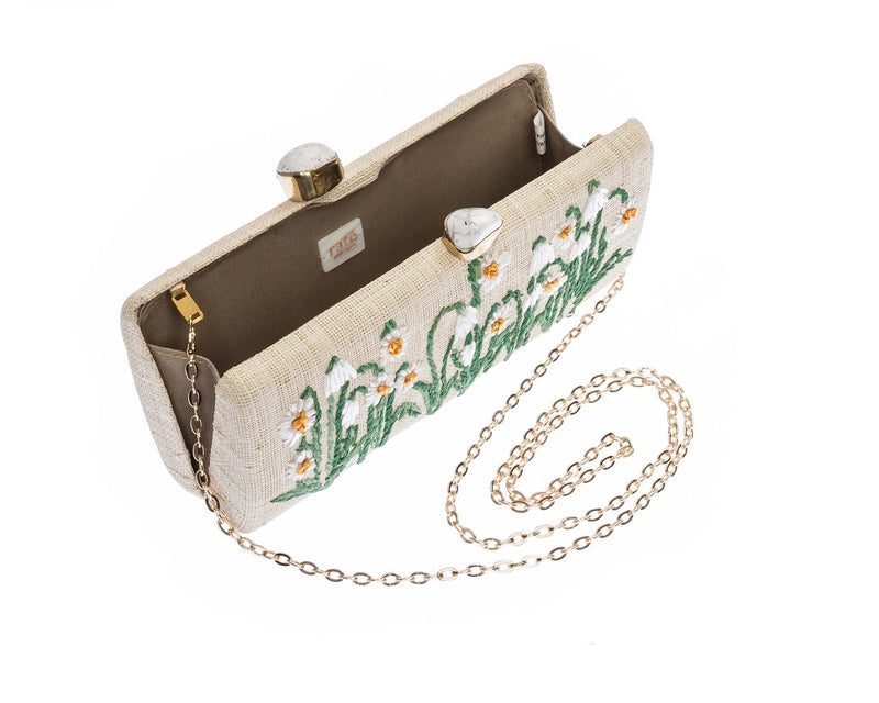 Alessandra Long Clutch in Natural & White, Rafé New York