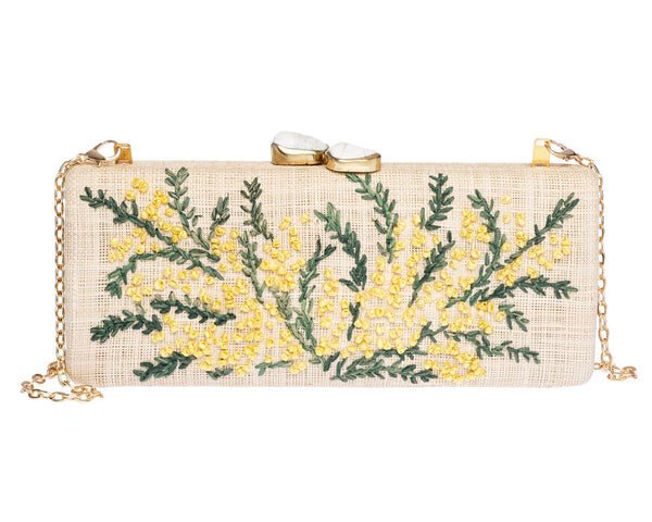 Alessandra Long Clutch in Natural & Yellow, Rafé New York