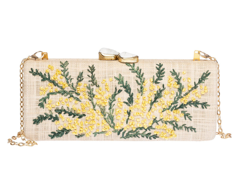 Alessandra Long Clutch in Natural & Yellow, Rafé New York