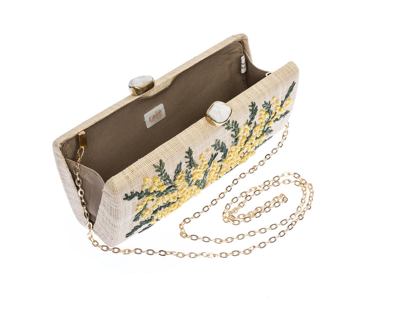 Alessandra Long Clutch in Natural & Yellow, Rafé New York