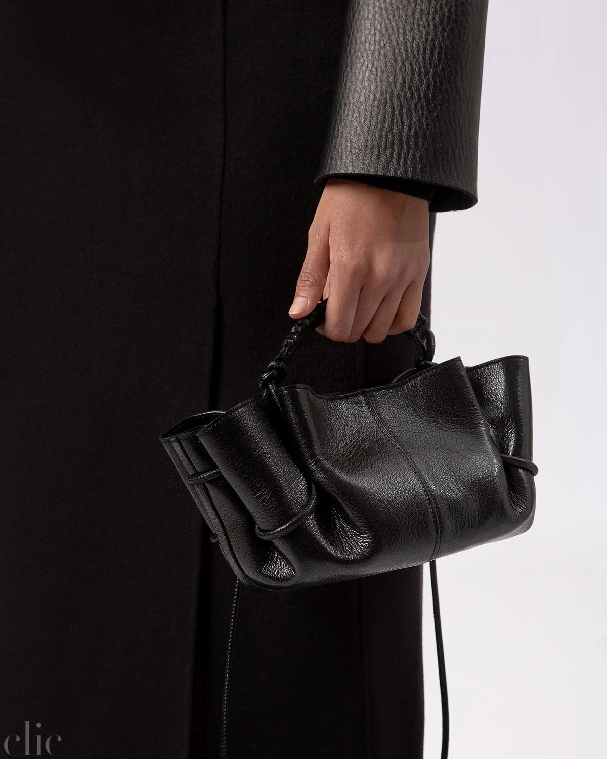 Arta Mini Pleated Crossbody Bag in Black, from Hereu