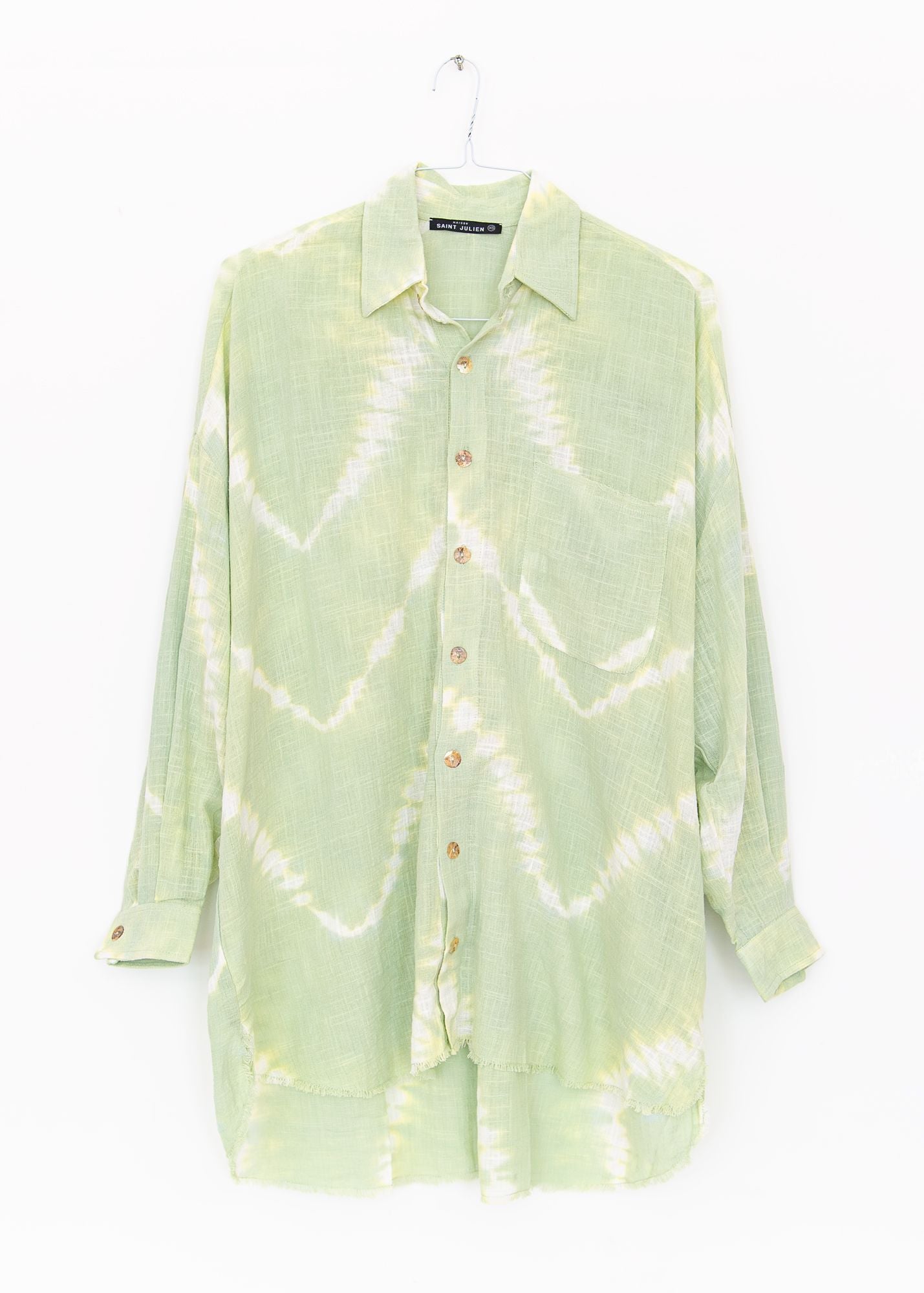 Mykonos Oversized Shirt in Tie Dye Pastel Green, from Maison Saint Julien
