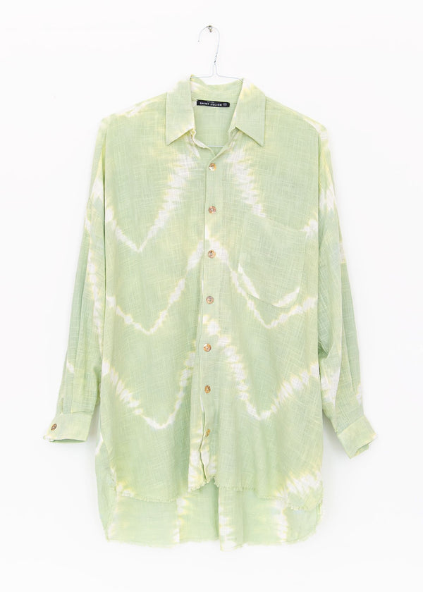 Mykonos Oversized Shirt in Tie Dye Pastel Green, from Maison Saint Julien