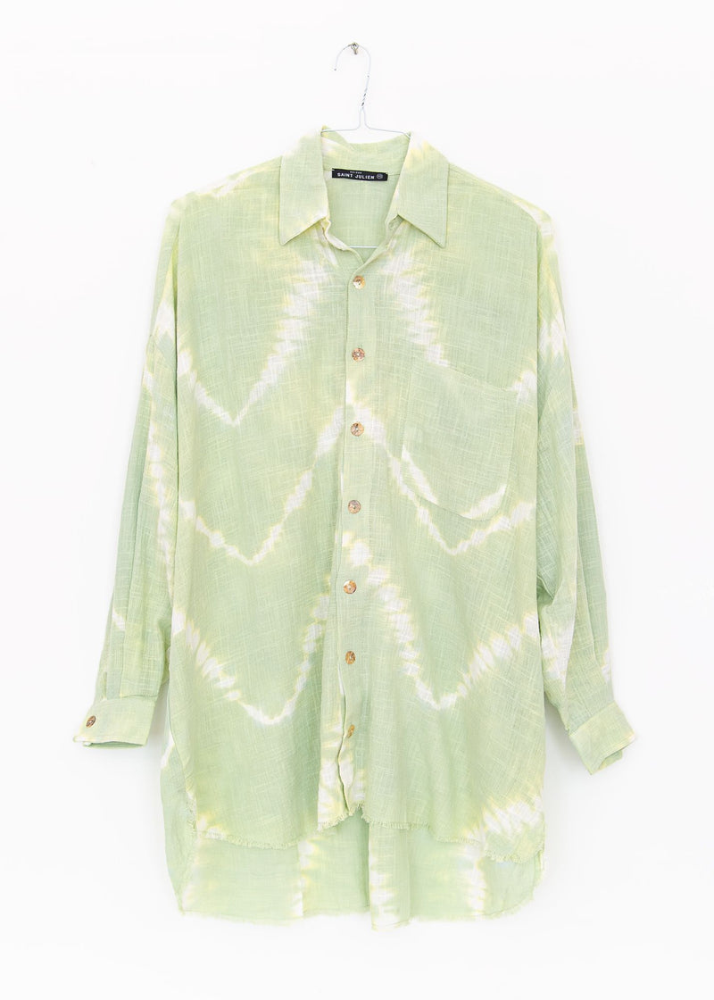 Mykonos Oversized Shirt in Tie Dye Pastel Green, from Maison Saint Julien