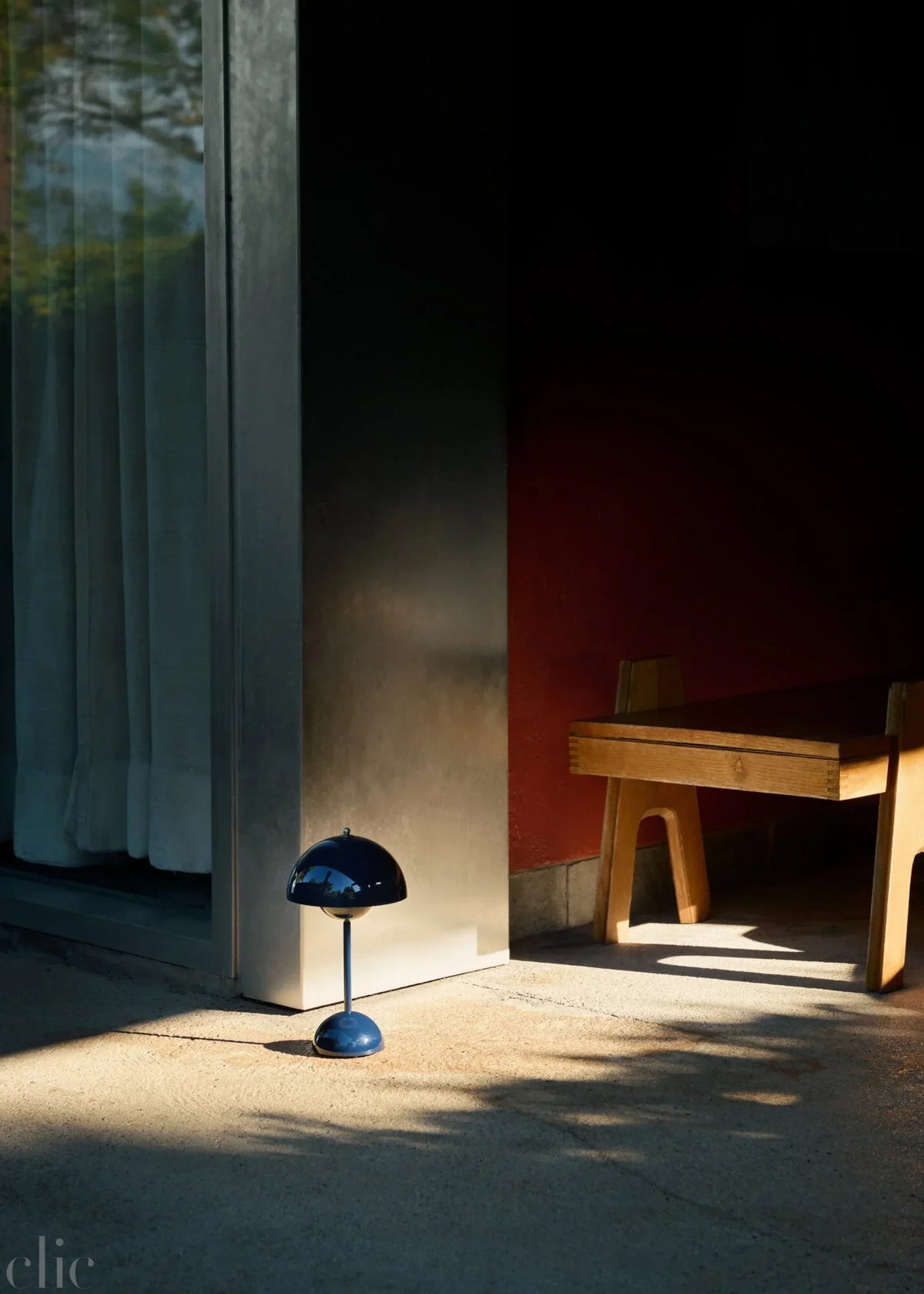 Flowerpot Lamp in Steel Blue, from Verner Panton