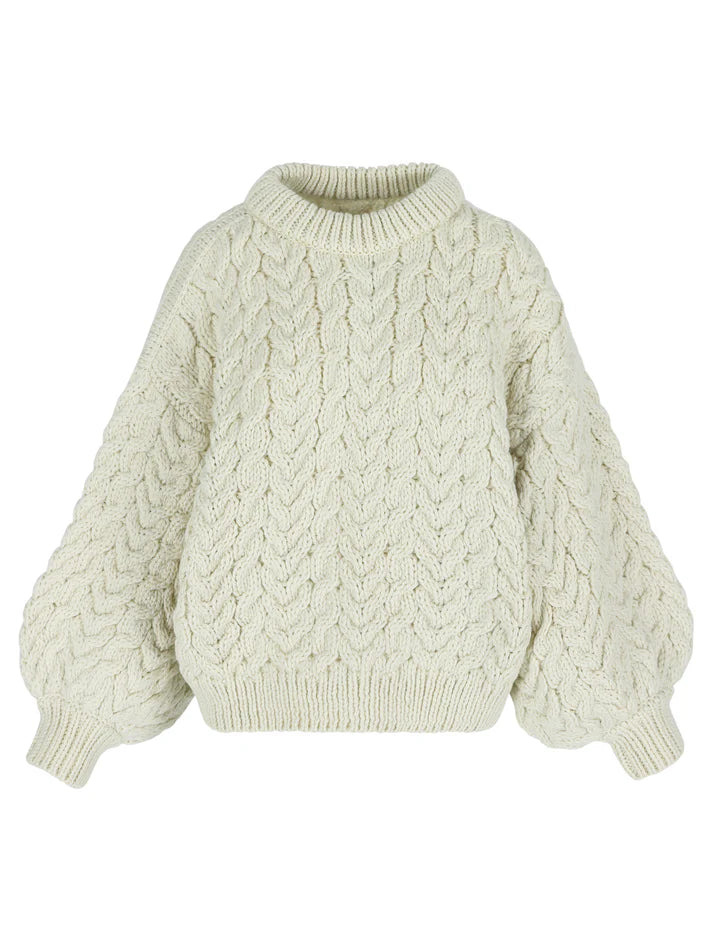 Suri Balloon Sleeve Crew Neck Sweater in cream, from Mr. Mittens