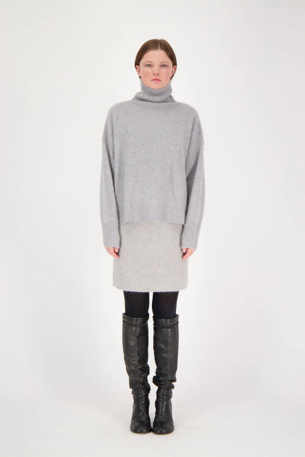 Stevie High Neck Sweater in Grey Melange, from Mr. Mittens