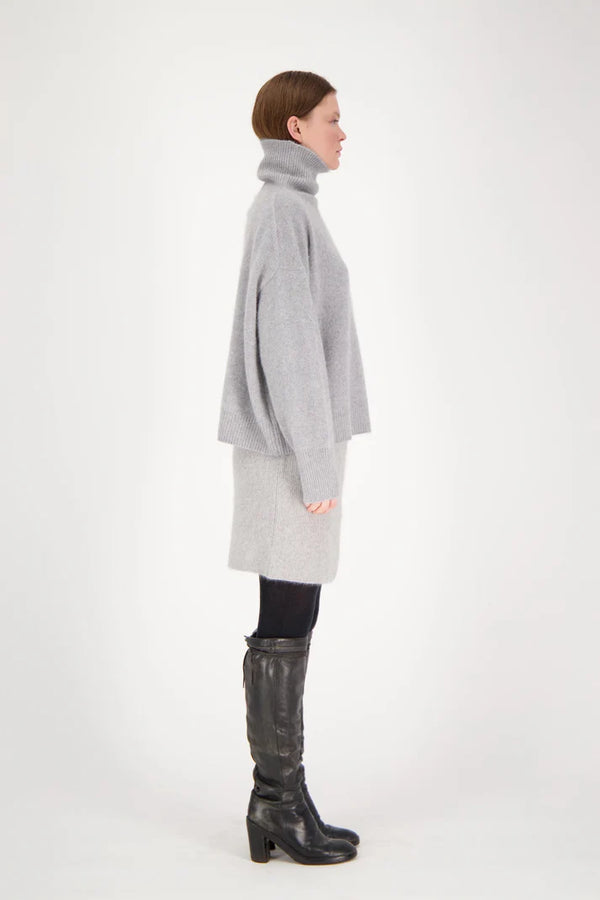 Stevie High Neck Sweater in Grey Melange, from Mr. Mittens