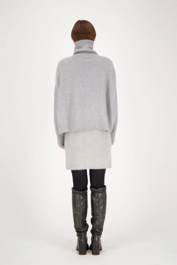 Stevie High Neck Sweater in Grey Melange, from Mr. Mittens