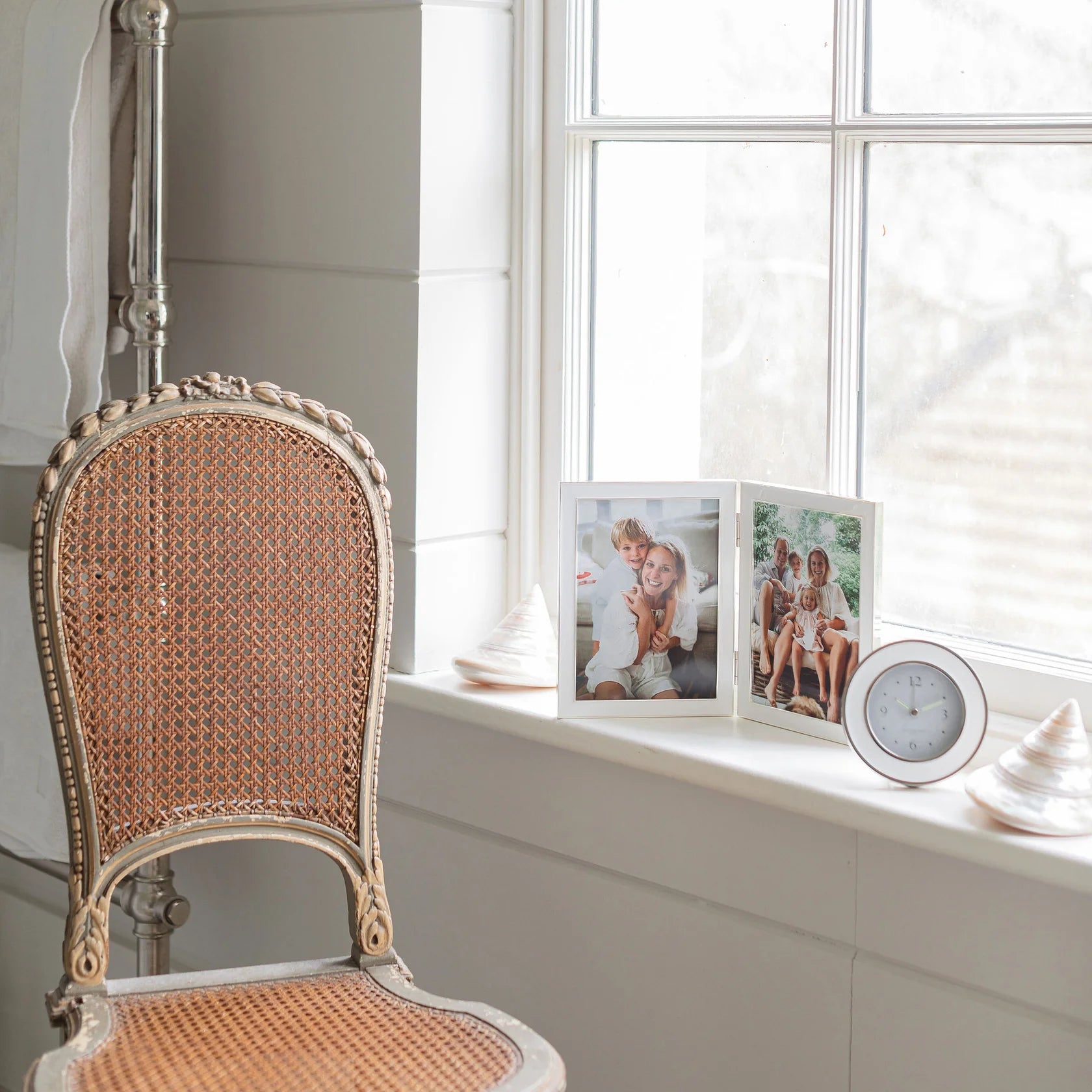 Alarm Clock in White and Silver