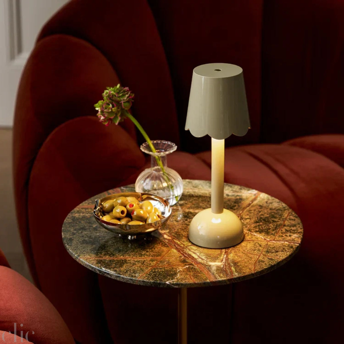 Scallop LED Lamp in Sage