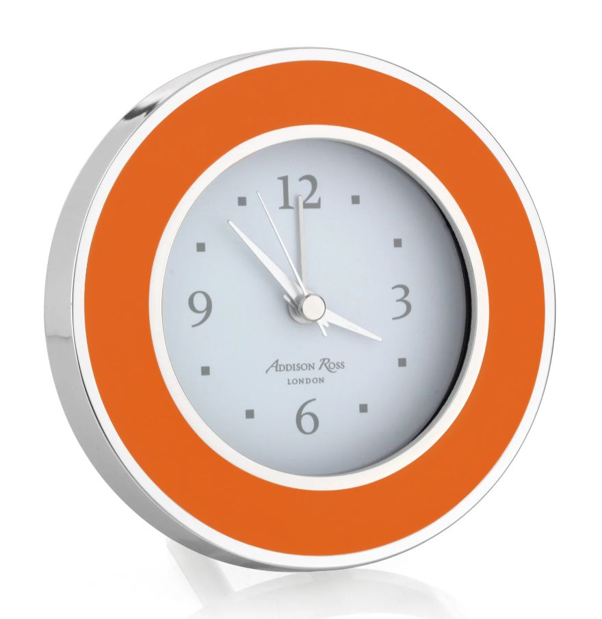 Alarm Clock in Orange and Silver