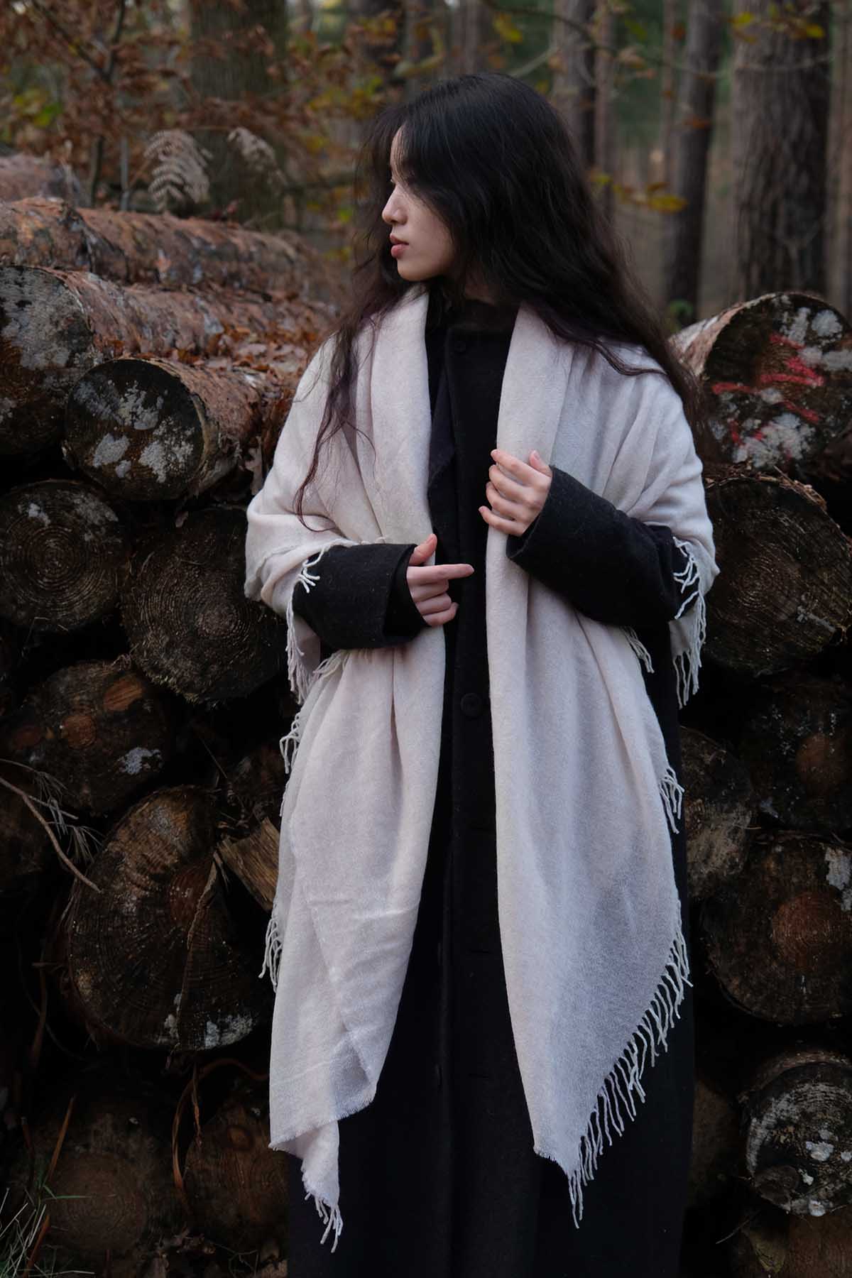 Airy Cashmere Wrap in Cream, from Oats and Rice