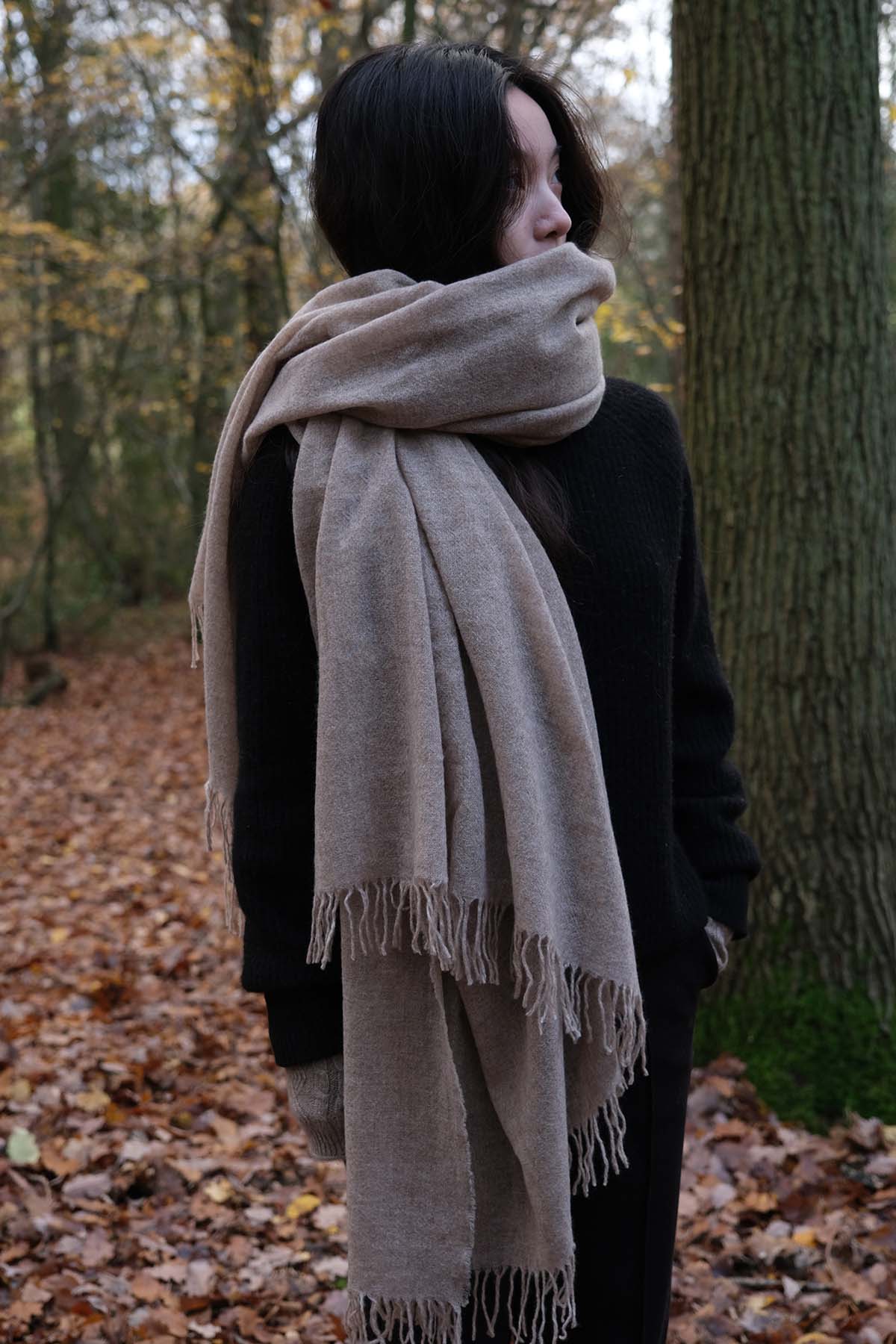 Airy Cashmere Wrap in Beige Taupe, from Oats and Rice
