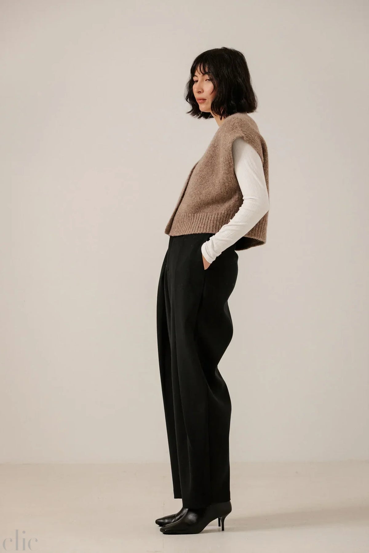 Alpaca Button Down Vest in Fawn, from Bar Knitwear