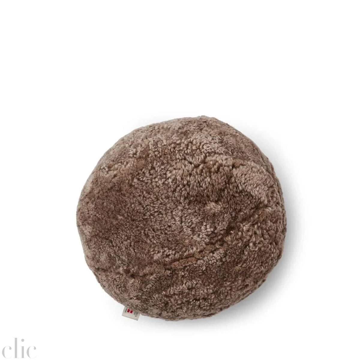Angelite Round Curly Sheepskin Cushion in Taupe