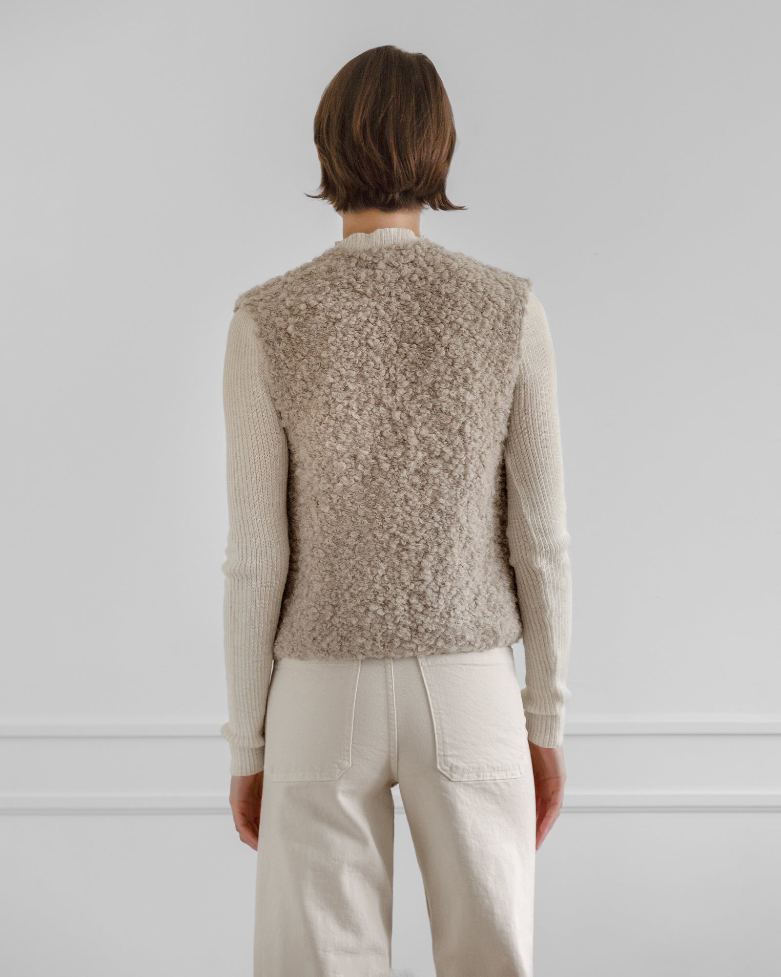 Aries Boucle Vest in Oatmeal, from La Tierra