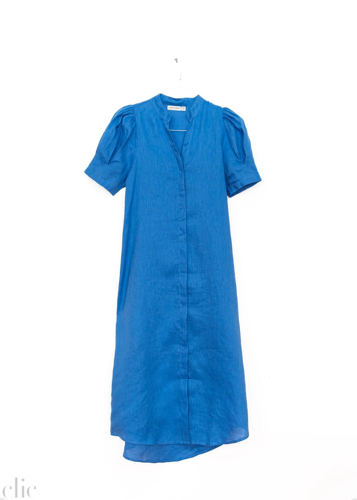 Athina Midi Linen Dress in  Lanh Blue, from Lanhtropy