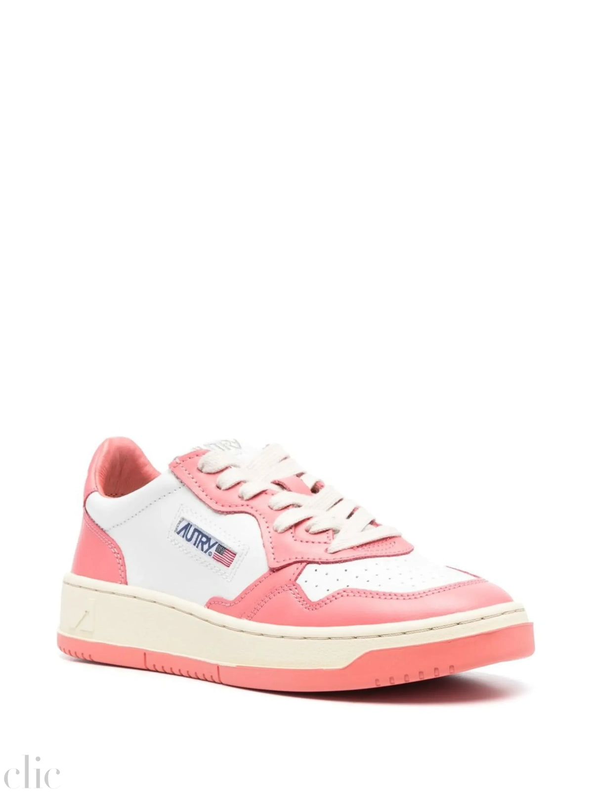Medalist Leather Low-Top Sneakers in White & Rose, from Autry