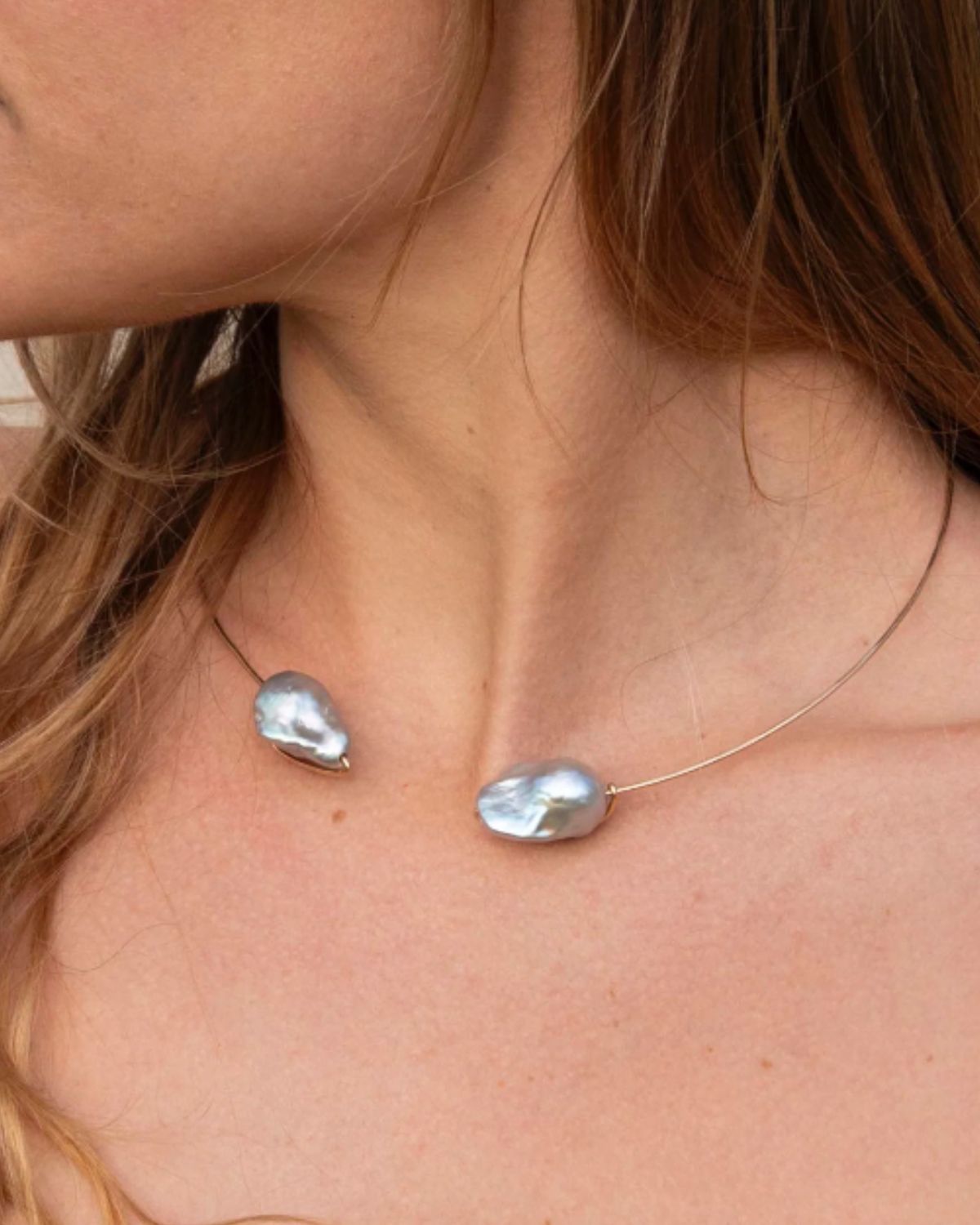 Baroque Pearl Collar in Silver, from Mary Macgill