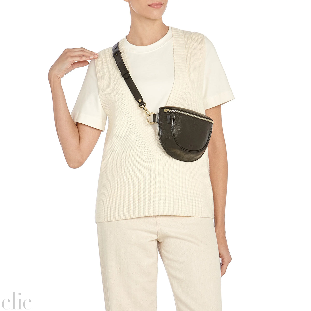 Oliveta Belt Bag in Black, from IL Bisonte