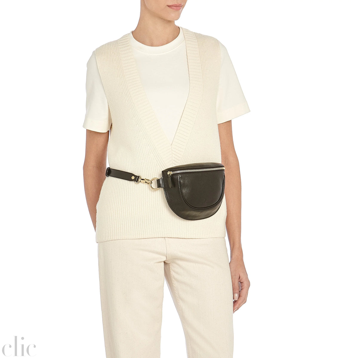 Oliveta Belt Bag in Black, from IL Bisonte