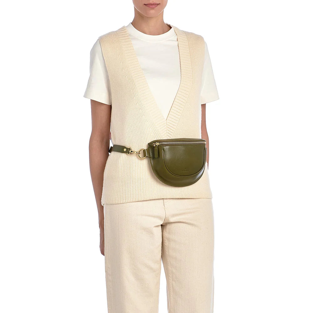 Olivia Belt Bag in Rugiada Green, from Il Bisonte