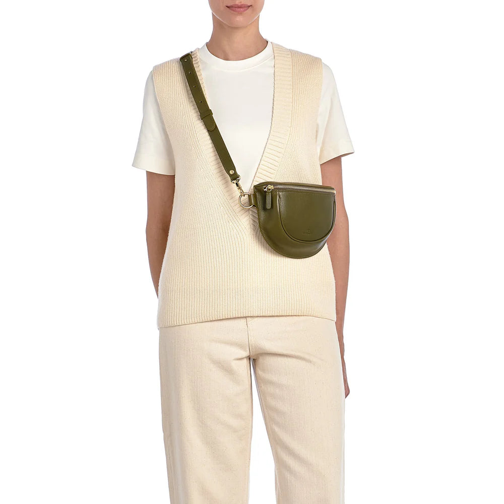 Olivia Belt Bag in Rugiada Green, from Il Bisonte