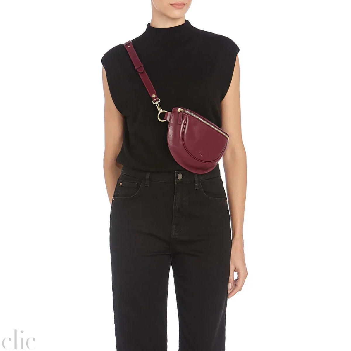 Oliveta Belt Bag in Black Cherry, from Il Bisonte