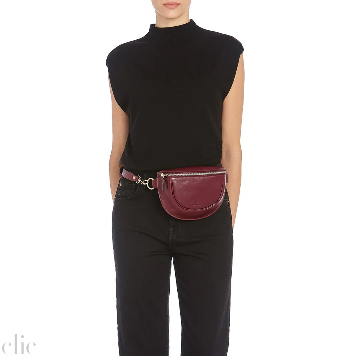 Oliveta Belt Bag in Black Cherry, from Il Bisonte