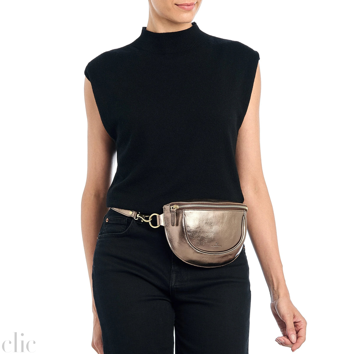Oliveta Belt Bag in Metallic Bronze, from IL Bisonte