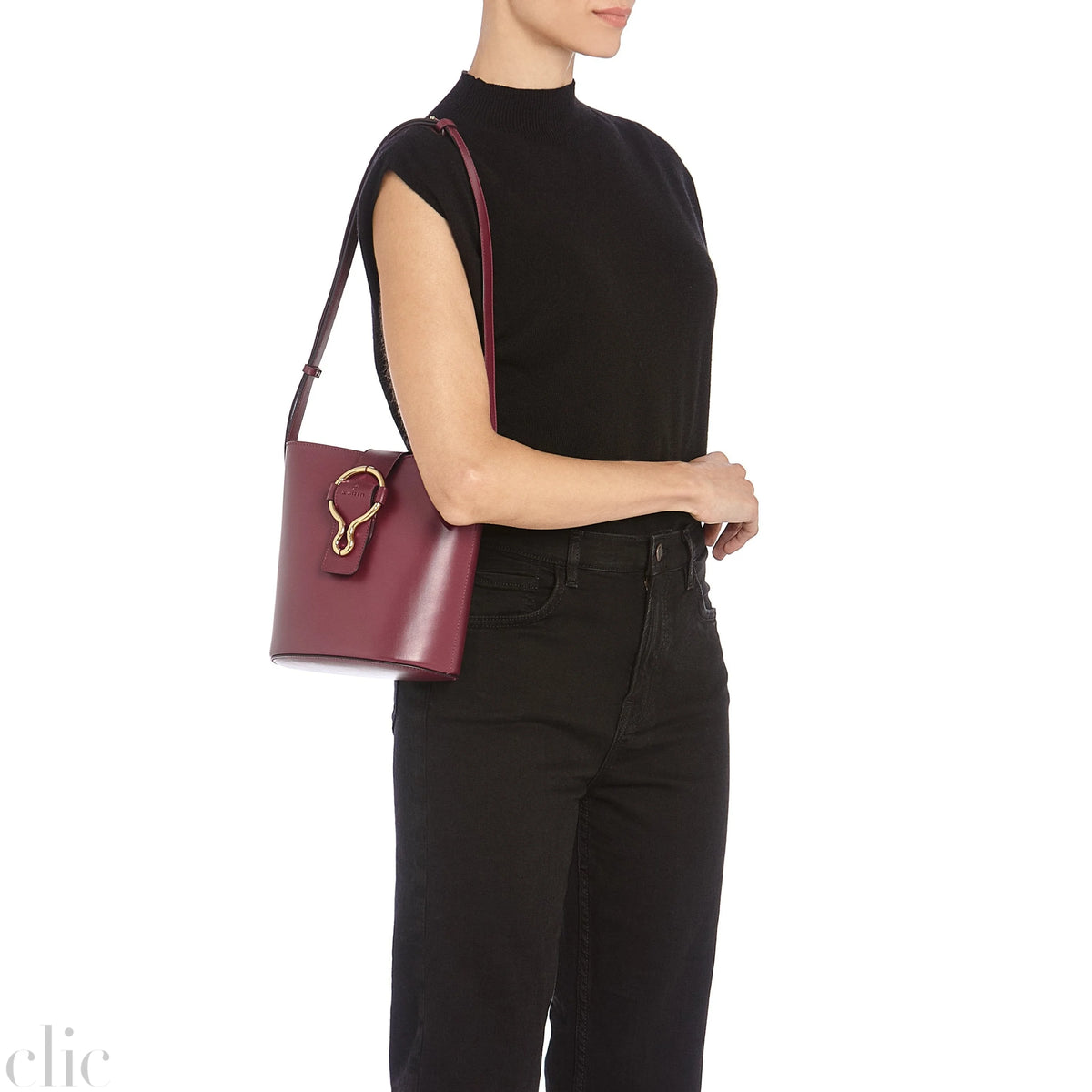 Consuelo Bucket Bag in Black Cherry, from IL Bisonte
