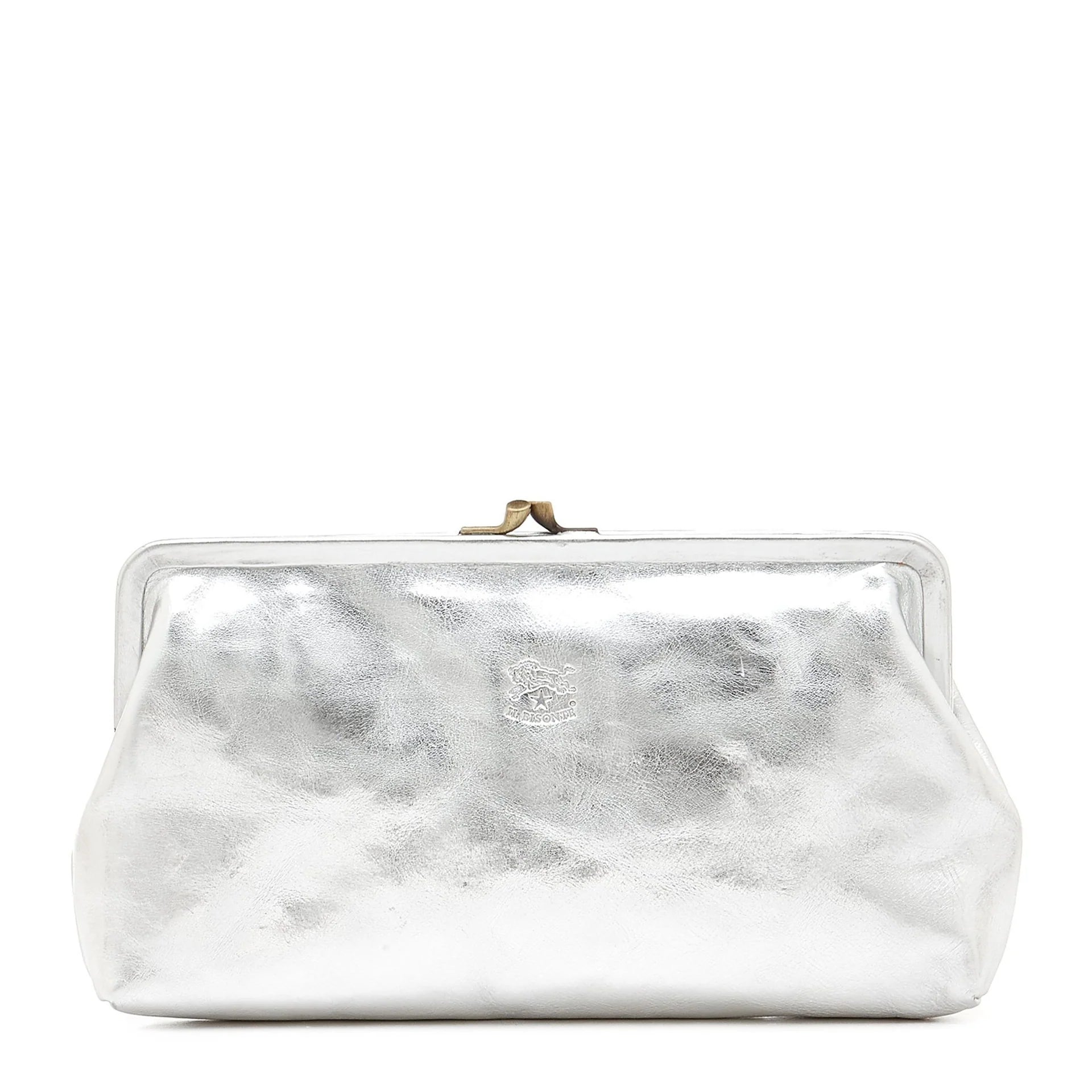 Manuela Clutch in Metallic Silver, from IL Bisonte