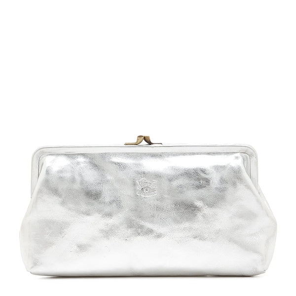 Manuela Clutch in Metallic Silver, from IL Bisonte