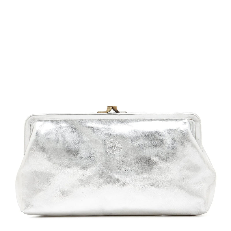 Manuela Clutch in Metallic Silver, from IL Bisonte