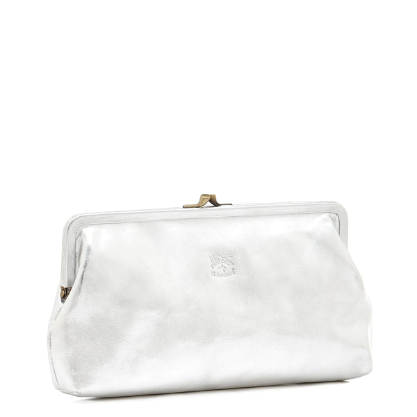 Manuela Clutch in Metallic Silver, from IL Bisonte