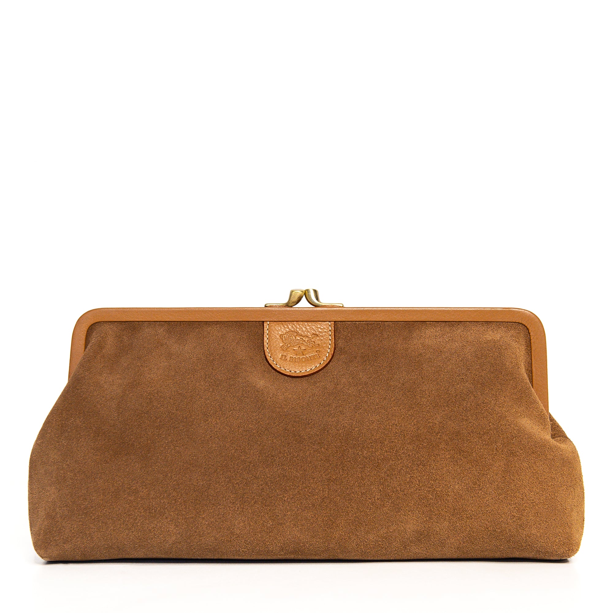 Suede Manuela Clutch in Gianduia, from Il Bisonte