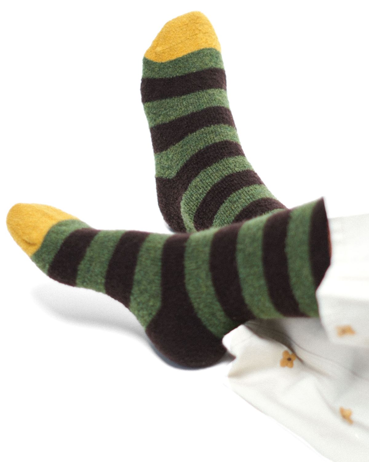 Chaussette Mousse Socks in Ray Vert, Green Stripes, from Bonne Maison 