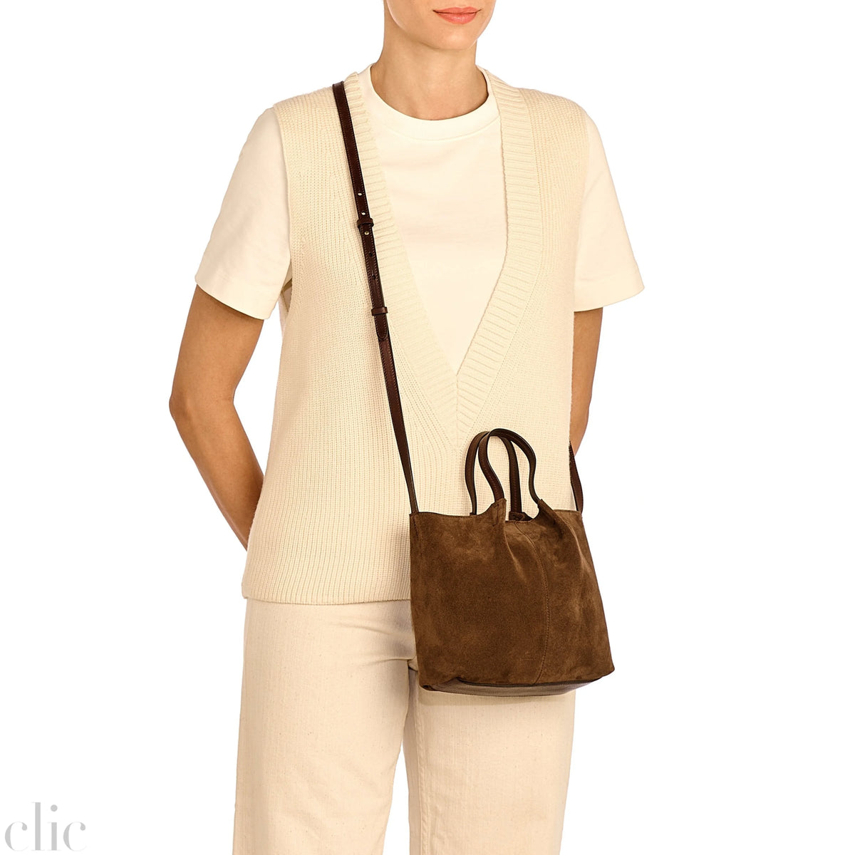 Nina Suede Crossbody Bag in Coffee, from IL Bisonte