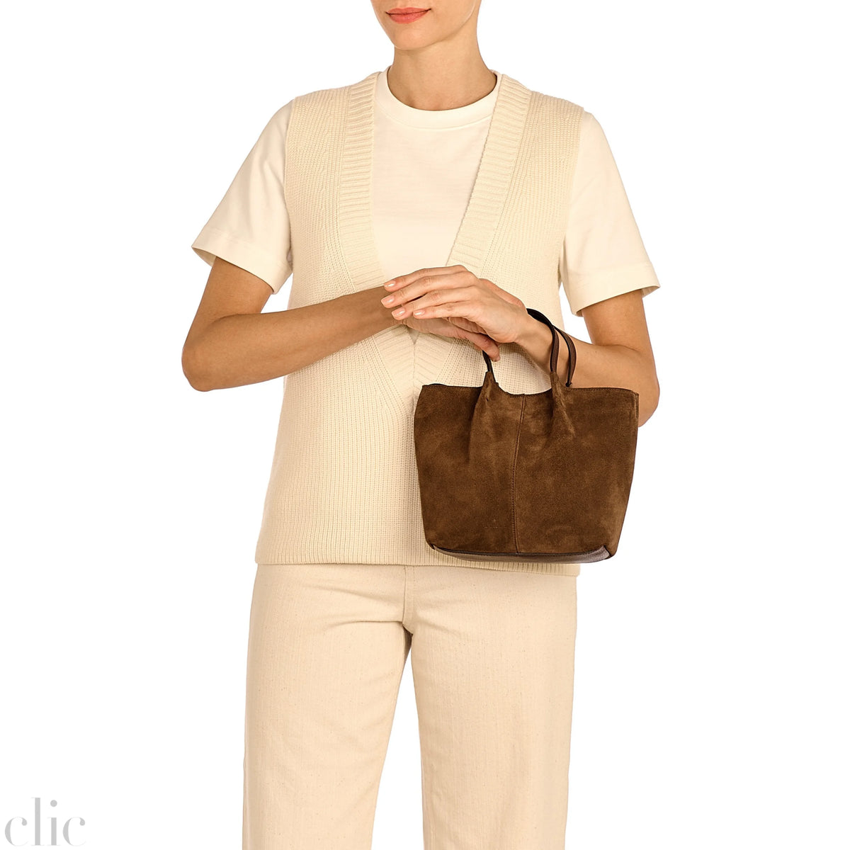 Nina Suede Crossbody Bag in Coffee, from IL Bisonte