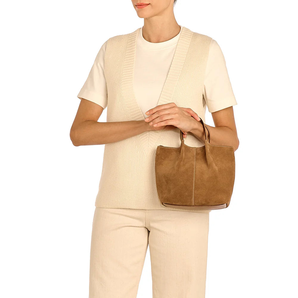 Crossbody Nina Suede Bag in Gianduia, from Il Bisonte