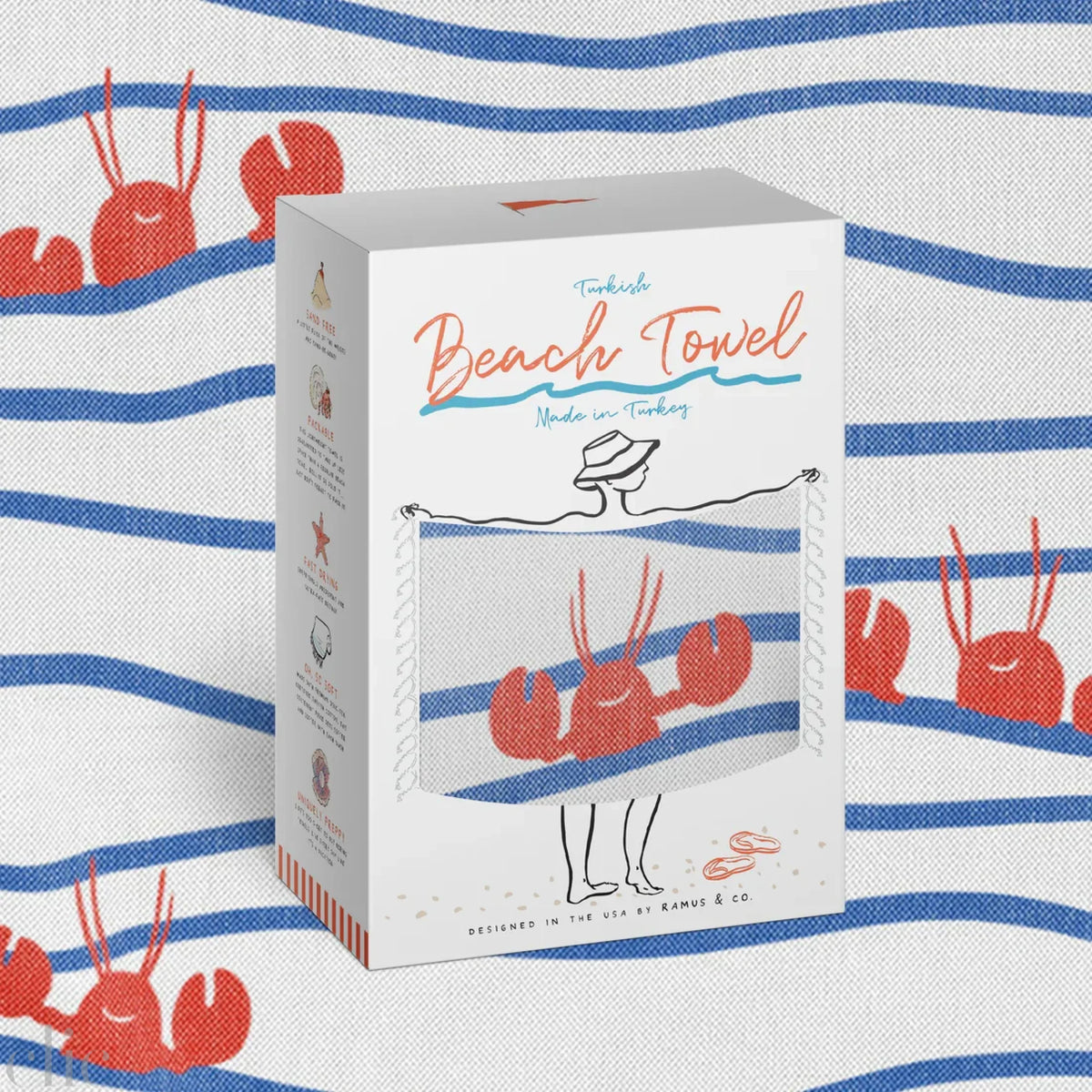 Turkish Beach Towel Lobster n' Waves