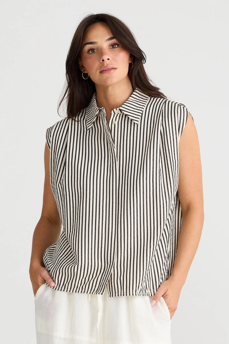 Charlie Shirt with Black & White Stripes, from Brave + True