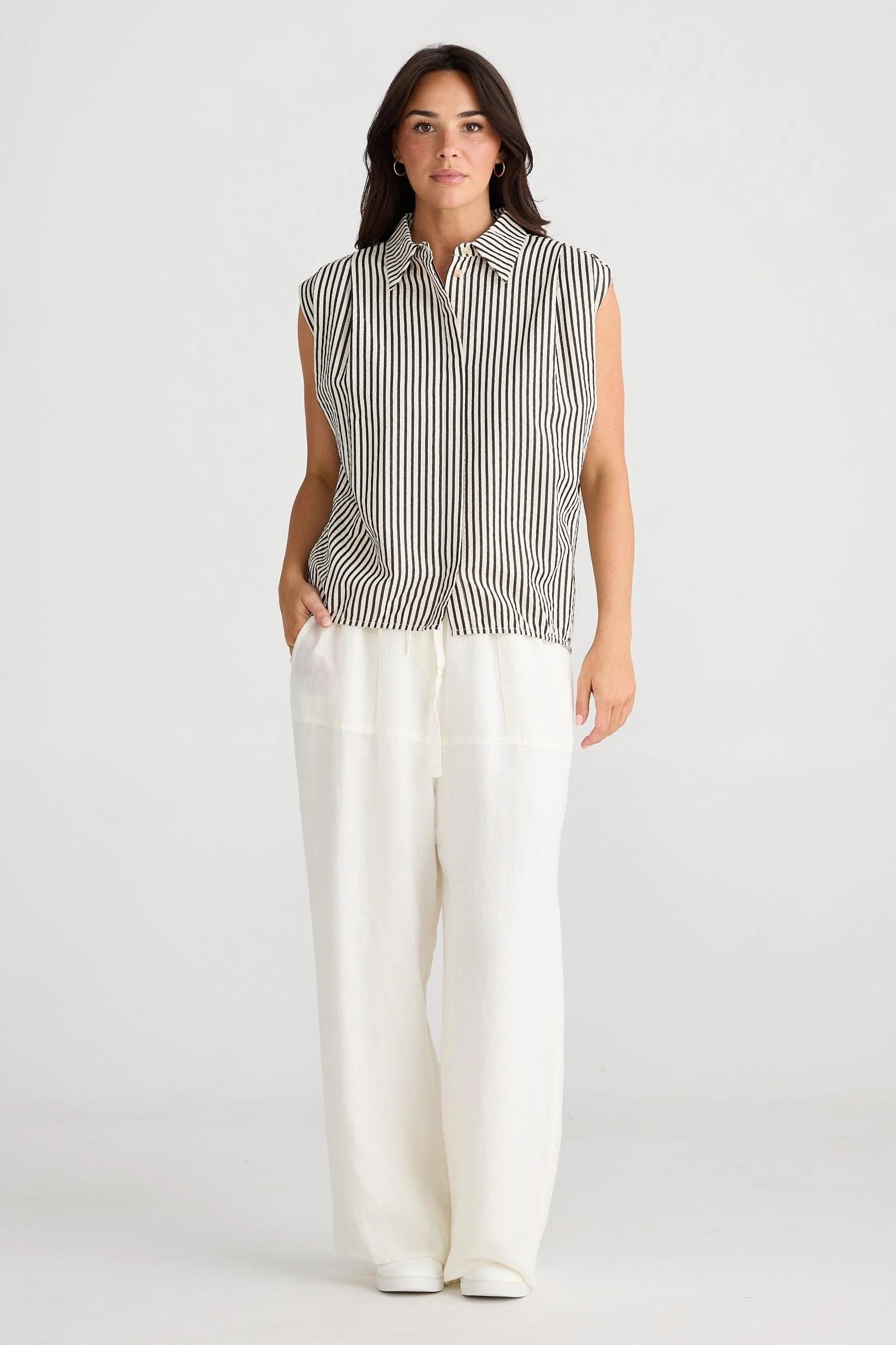 Charlie Shirt with Black & White Stripes, from Brave + True