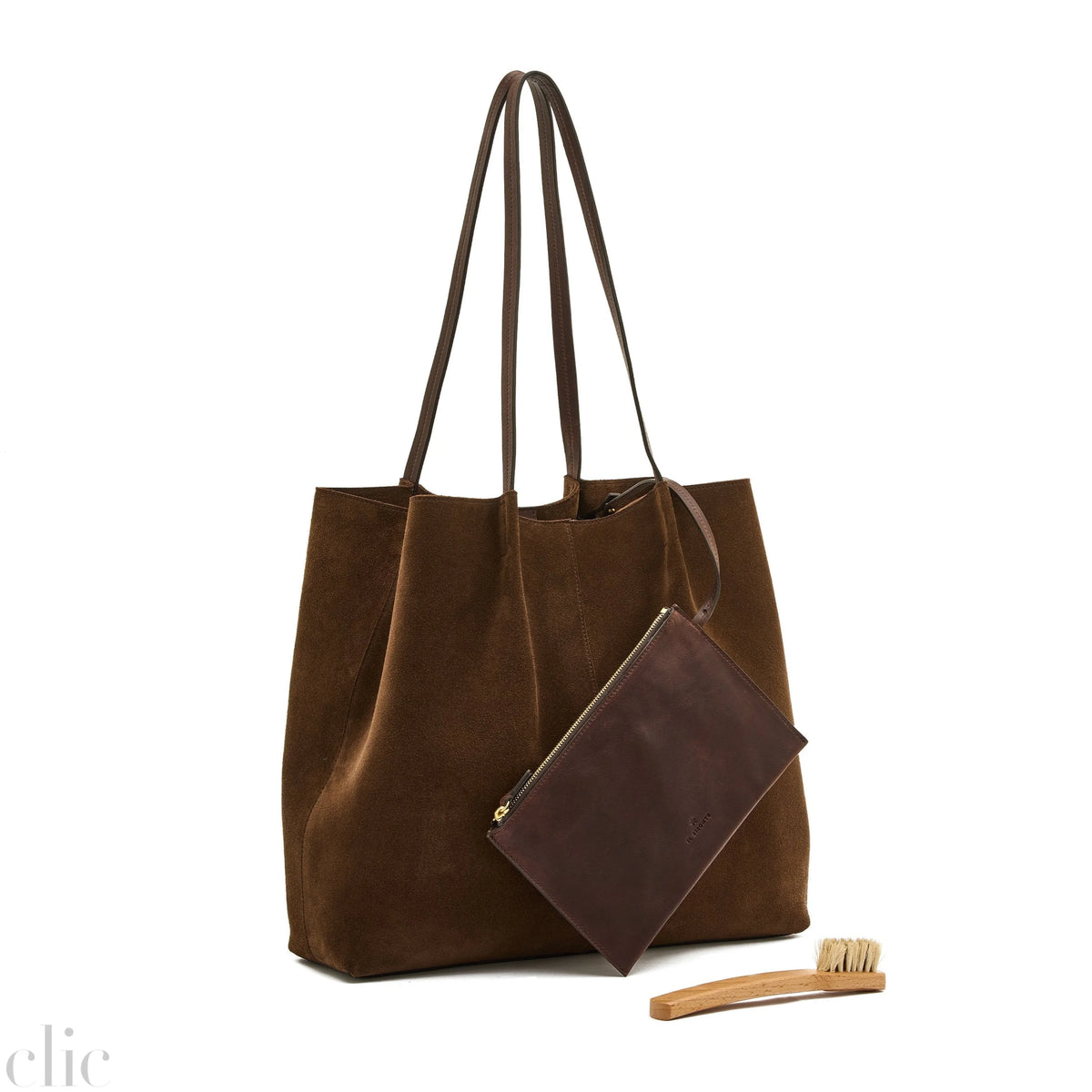 Nina Suede Tote Bag in Coffee, from IL Bisonte