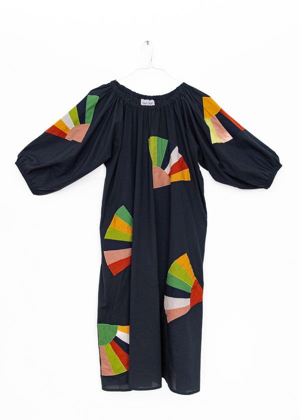 Ballad Fan Patch Dress in Navy, from Nikki Chasin