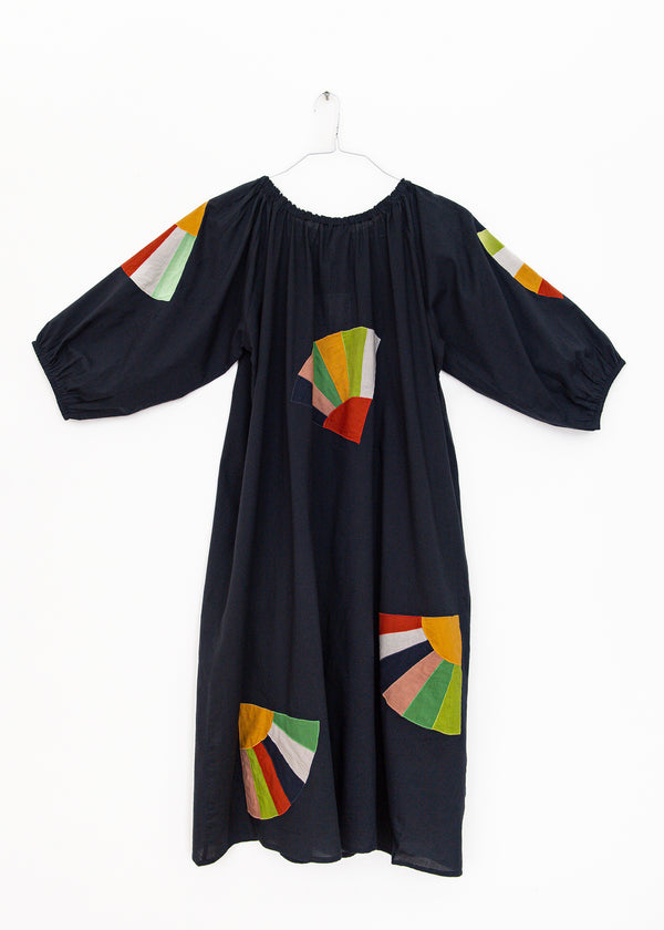 Ballad Fan Patch Dress in Navy, from Nikki Chasin