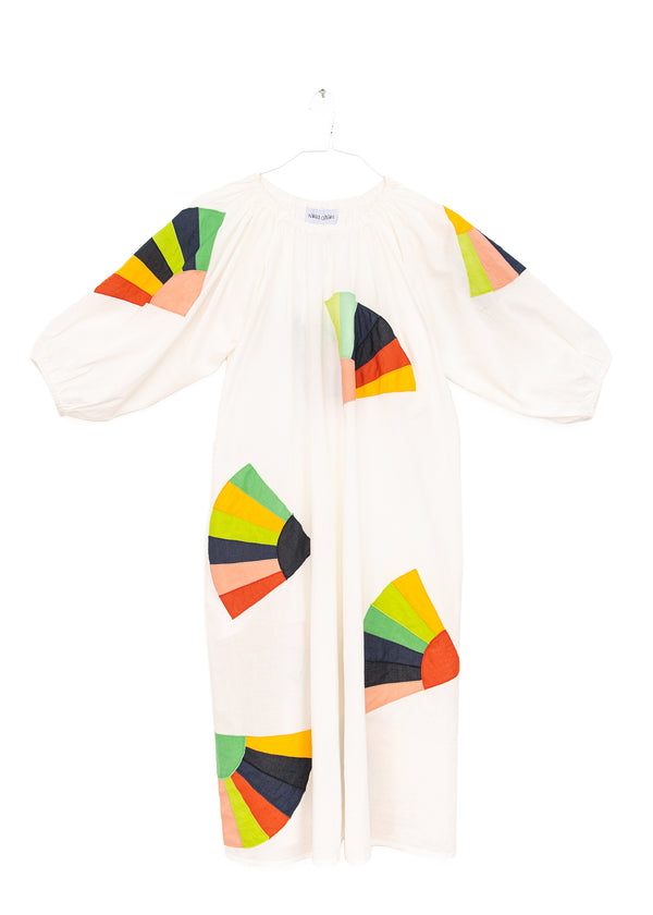 Ballad Fan Patch Dress in White, from Nikki Chasin