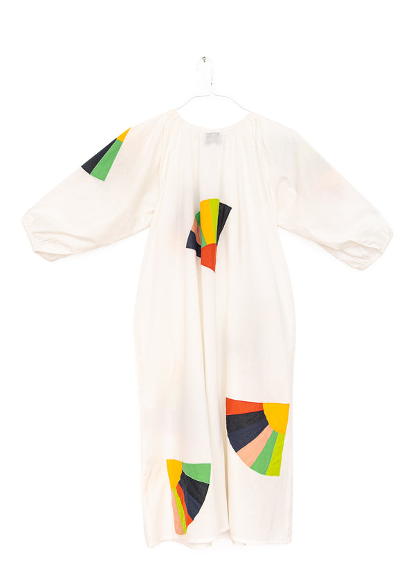 Ballad Fan Patch Dress in White, from Nikki Chasin