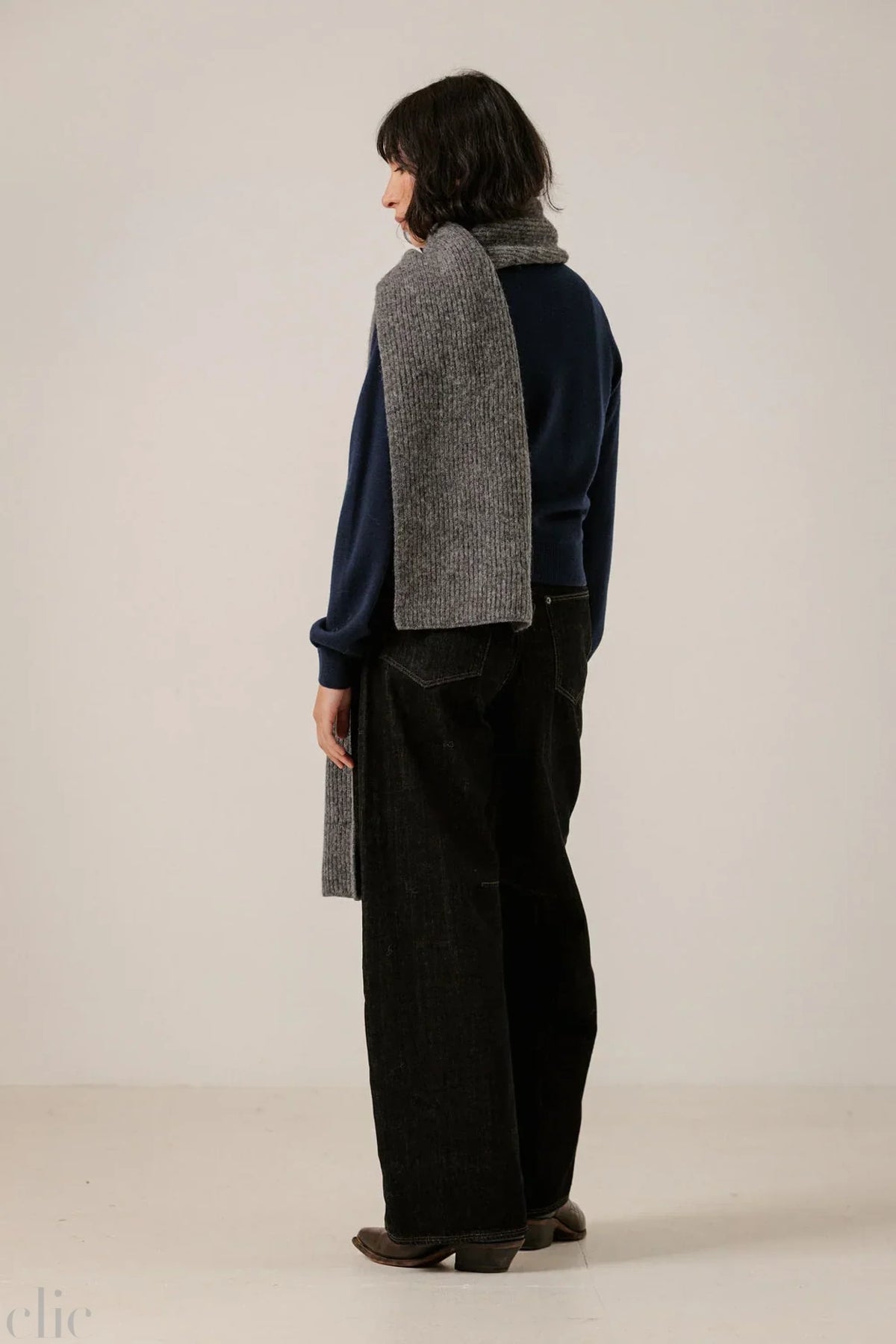 Baby Alpaca Rib Scarf in Charcoal, from Bare Knitwear